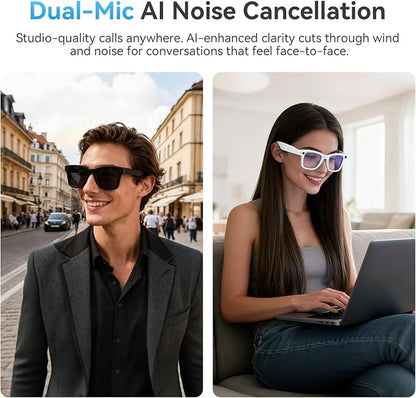 AI Smart Glasses for Men Women with Camera,8MP 2K HD Camera Glasses,AI Voice Control and Translation,Smart Anti-Blue Light Glasses with Bluetooth Call,IP67 Waterproof for Driving,Outdoor,+2 Lenses.