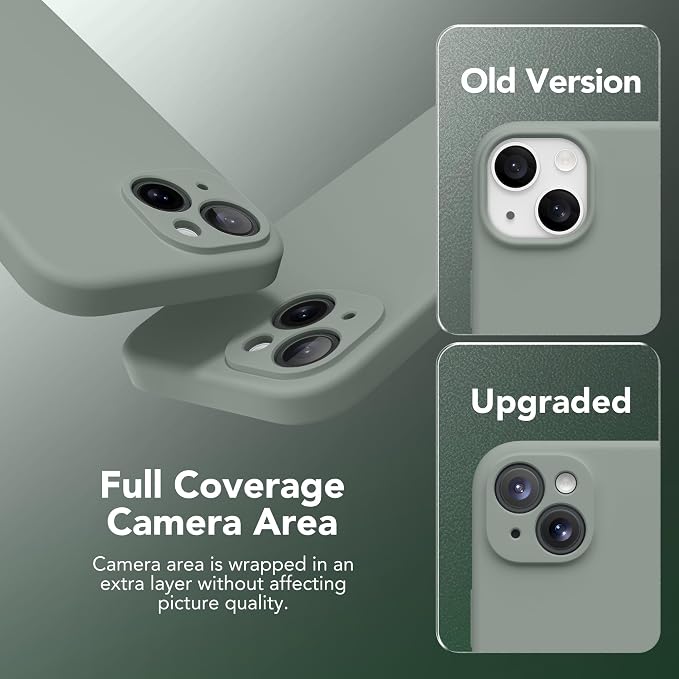 Magnetic for iPhone 15 Case, Compatible with MagSafe, [Screen Protector + Full Camera Protection], Silicone Shockproof Anti-Scratch Protective Phone Case for iPhone 15 6.1", Calke Green