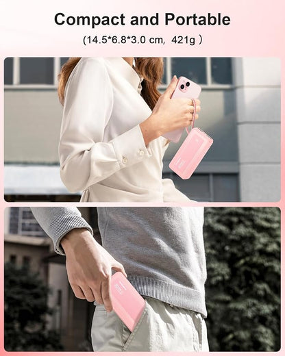 Portable Charger 27000mAh 30W Fast Charging Power Bank | Built-in Cables, LED Display, 6 Outputs & 2 Inputs, USB C Battery Pack, Compatible with iPhone, Samsung, Google