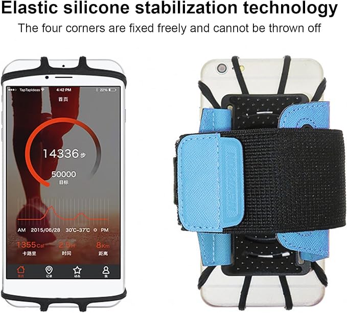 Diyeeni Phone Wristband Holder, 360 Degree Rotatable Cellphone Wrist Phone Holder, Arm Band Cell Case, for 13 Pro, for S22, for, for Hiking Biking Running(Blue)