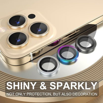 Choiche Compatible for iPhone 14 Pro/iPhone 14 Pro Max Camera Lens Protector, 9H Tempered Glass Camera Cover Screen Protector Metal Ring Decoration Accessories (Gold)