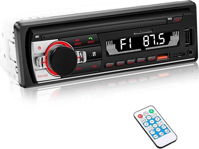 Single Din Car Stereo Bluetooth Car Radio, Car Audio with Handsfree and App Control,LSLYA 4X50W Car Radio Supports FM,AUX,USB,TF,EQ,Fast Charging | No CD DVD Player