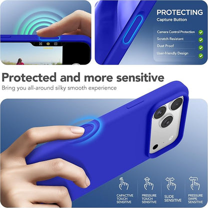 GONEZ Magnetic for iPhone 17 Pro Case, Compatible with MagSafe, [Screen Protector + Camera Lens Protector], Liquid Silicone Anti-Scratch Shockproof Protective Phone Case 6.3 inch, Cobalt Blue