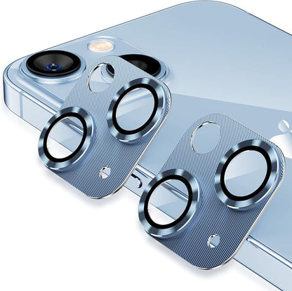 AFARER[2 Pack Camera Protector for iPhone 14/14 Plus,Metal Tempered Glass Len Cover Film,9H Hardness Anti-Scratch Lens for iPhone 14/14 Plus（Blue）