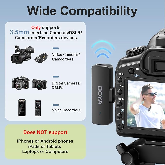 BOYA by-V4 Wireless Microphones for Cameras DSLR Camcorder with Charging case, 12H Battery Life, 650ft Range, 4-Channel Omnidirectional Noise Canceling Lavalier Mic for Live Streaming Vlog