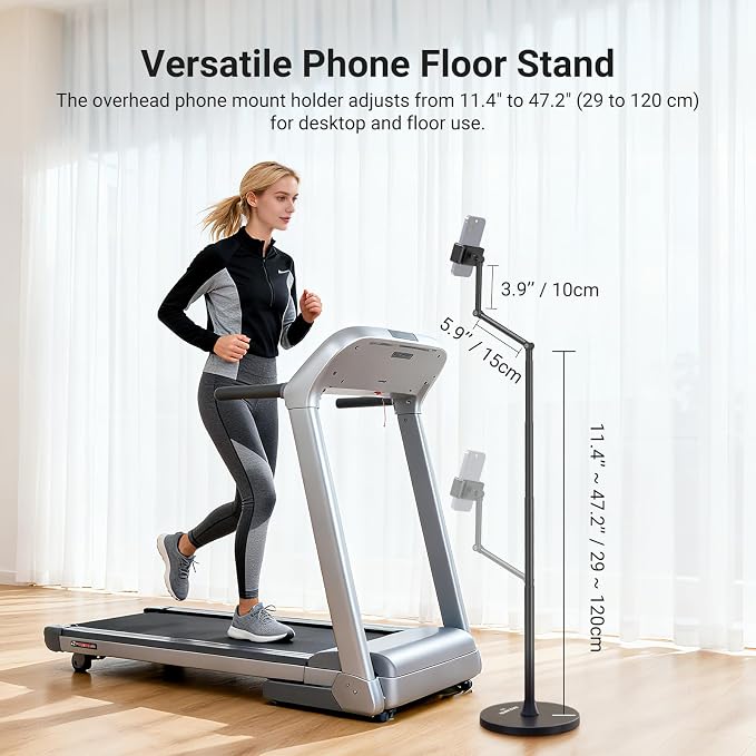 NEEWER Entry Level Version Phone Floor Stand, Adjustable Office Table Bedside Cell Phone Holder Clamp Holder Mount Compatible with iPhone Samsung Android for Video Recording, Weighted Metal Base, X9