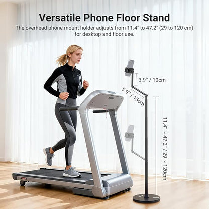 NEEWER Entry Level Version Phone Floor Stand, Adjustable Office Table Bedside Cell Phone Holder Clamp Holder Mount Compatible with iPhone Samsung Android for Video Recording, Weighted Metal Base, X9