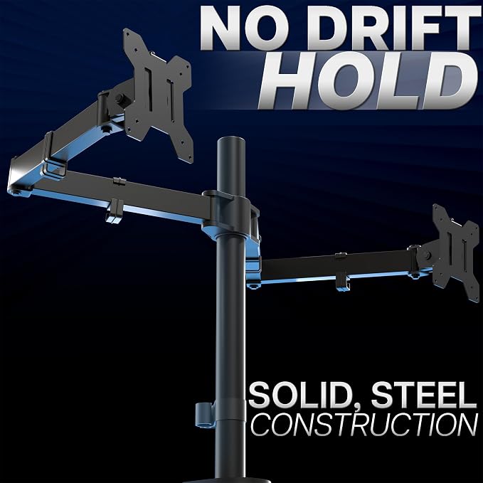 VIVO Dual Ultrawide Monitor Desk Mount, Heavy Duty Fully Adjustable Steel Stand, Holds 2 Computer Screens up to 38 inches and Max 22lbs Each, Black, STAND-V038
