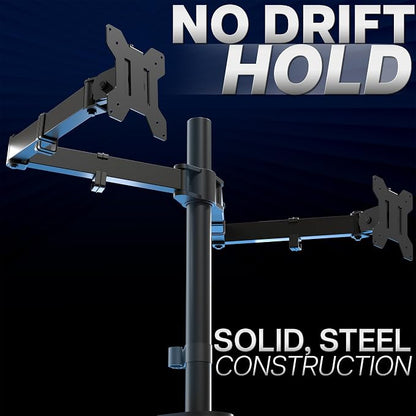 VIVO Dual Ultrawide Monitor Desk Mount, Heavy Duty Fully Adjustable Steel Stand, Holds 2 Computer Screens up to 38 inches and Max 22lbs Each, Black, STAND-V038