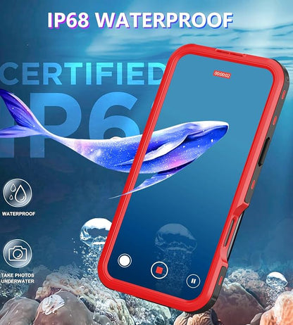 for iPhone 16 Pro Max Case Waterproof | Shockproof Dust Proof Phone Case Cover with Screen Protector for iPhone 16 Promax - Red
