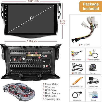4G+64G Car Radio Stereo for Toyota RAV4 2007-2012, Wireless Carplay&Android Auto with Android 13 Support Bluetooth/Voice Control/GPS/WiFi/Back-up Camera/SWC/FM, 9 Inch IPS Touch Screen for Toyota RAV4