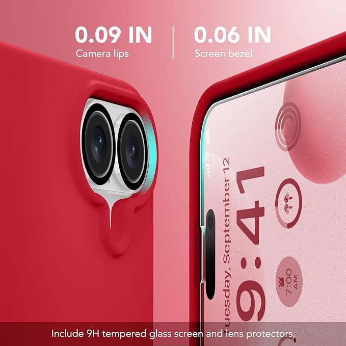 GONEZ Magnetic for iPhone 16 Case, Compatible with MagSafe, [Screen Protector + Camera Lens Protector], Liquid Silicone Shockproof Protective Phone Case for iPhone 16 6.1", Red