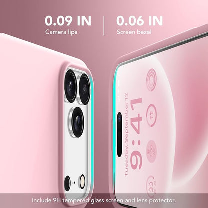 GONEZ Magnetic for iPhone 17 Pro Case, Compatible with MagSafe, [Screen Protector + Camera Lens Protector], Liquid Silicone Anti-Scratch Shockproof Protective Phone Case 6.3 inch, Peach Pink