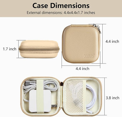 Charger Case for Macbook, Portable Tech Electronic Organizer Bag, Small Travel Storage Pouch for Laptop Accessories, MacBook Power Adapter, Charging Cords, USB Drives (Light Khaki, M)