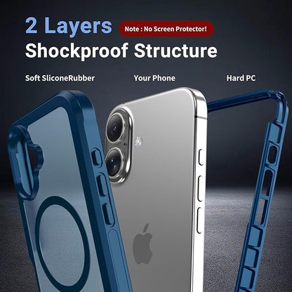 jaroco Magnetic for iPhone 16 Case, [Compatible with MagSafe][Military Grade Drop Protection][Heavy Duty Protection][Non-Slip][Shockproof] 2-Layer Durable Bumper Phone Case 6.1''-Deep Blue