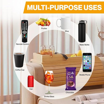 Couch Cup Holder | Couch Caddy with Detachable Couch Cup Holder Tray | Anti-Slip Foldable Sofa Table Tray - Cup Holder Tray for Drinks Cup Cellphone Remote Snacks
