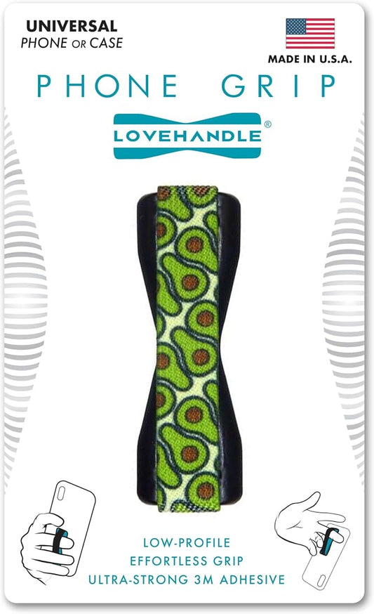 LOVEHANDLE Universal Phone Grip for Smartphones & Mini Tablets - Phone Holder for Hand - Wireless Charging Compatible - Made in The USA - Avocado Lovin