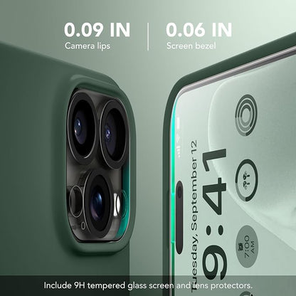 GONEZ Magnetic for iPhone 16 Pro Max Case, Compatible with MagSafe, Liquid Silicone Case, with Screen Protector + Camera Protector, Full Body Protective Shockproof Phone Cover 6.9", Army Green