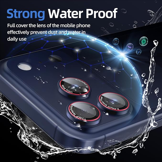 9H High-alumina Tempered Glass Camera Lens Protector for iPhone 17 Pro Lens , Military-Grade Shatterproof with Strong Adsorption, Full Coverage Case-Friendly Cover (Blue, iphone 17 pro - 2 Pack)