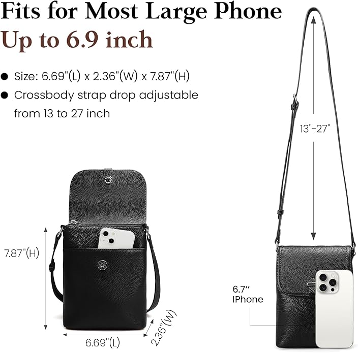 befen Genuine Leather Small Crossbody Bags for Women, Womens Cell Phone Purses Cross body Bag Purse with RFID Card Slots