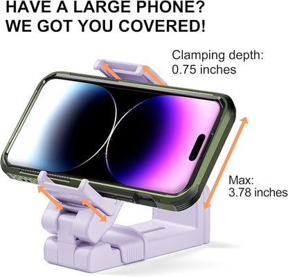 Perilogics Gen 2 Airplane Phone Holder Mount – Silent Hands-Free Travel Phone Stand, Travel Essential for Flying, 360° Adjustable Tray Table Phone Holder Fits iPhone, Android & Gaming Device