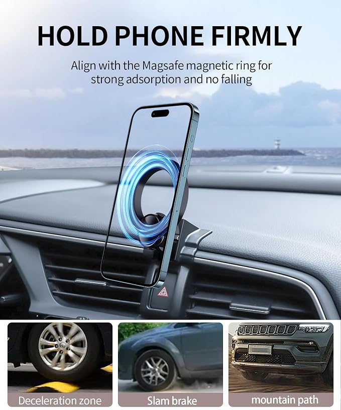 MaserWeller Car Phone Holder for Honda Civic 2016-2021 Accessories,10th Gen.Civic Cell Phone Holer Compatible with MagSafe, Air Vent Mount for 4-7 Inch Smartphones, Hands Free Mobile Stand