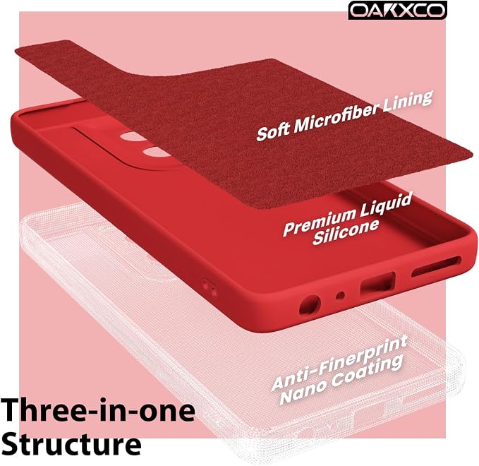 oakxco for Motorola Moto G Power 2025 Phone Case Liquid Silicone, Cute Thin Slim Grip Soft Rubber Gel for Women Men, Smooth Matte TPU Plain Solid Bright Color Girly Simple Case with Camera Cover, Red