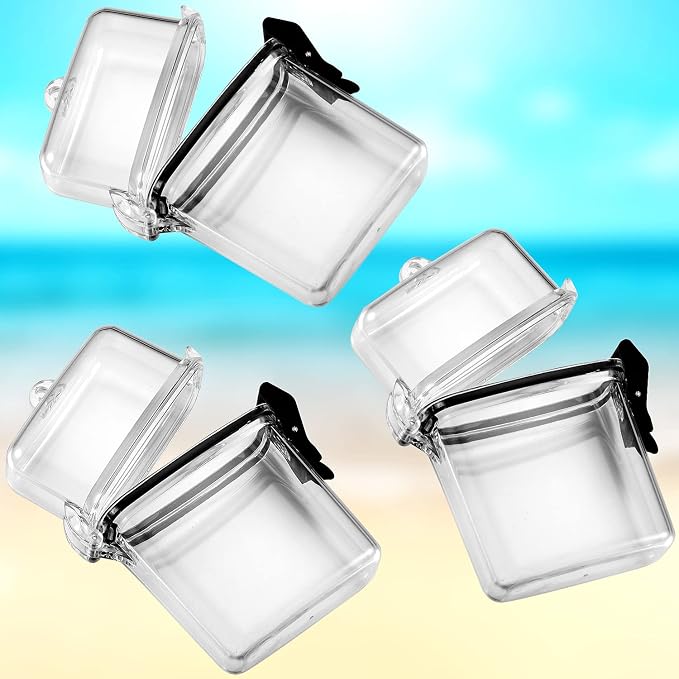 Outus 3 Pcs Waterproof ID Badge Holder Case with Waterproof Buckle Floating Sports Case Locker with Adjustable Hanging Rope Plastic Card Dry Box(Clear,4.72 x 2.95 x 1.57 in,Classic)