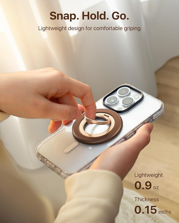 andobil [2026 3rd Gen] Magnetic Phone Grip for MagSafe [360° Rotatable & Ultra-Stable] Two-Sided Magnet Cell Phone Ring Holder Compatible with MagSafe Accessories, iPhone 17 Air 16 Pro Max 15 14 13 12