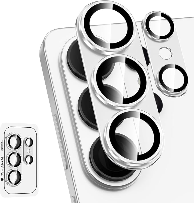 for Samsung Galaxy S26 Ultra Camera Lens Protector, Electroplated Matte Back with 9H Tempered Glass Lens Protector, [Strong Adsorption] [Case-Friendly] Metal Ring HD Clear Lens Cover, Slivery