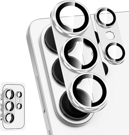 for Samsung Galaxy S26 Ultra Camera Lens Protector, Electroplated Matte Back with 9H Tempered Glass Lens Protector, [Strong Adsorption] [Case-Friendly] Metal Ring HD Clear Lens Cover, Slivery