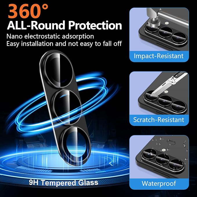 for Samsung Galaxy S26 Camera Lens Protector, Electroplated Matte Back with 9H Tempered Glass Lens Protector, [Strong Adsorption] [Case-Friendly] Metal Ring HD Clear Lens Cover, Black
