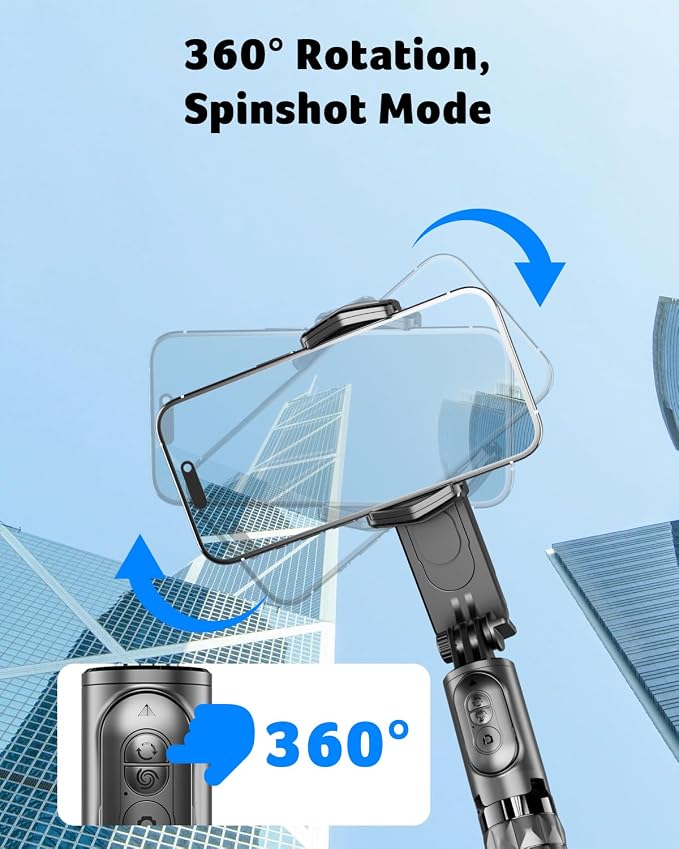 Acer Gadget Gimbal Stabilizer 1Axis for iPhone/Cell Phone/Smartphone/Android with Remote Control&Light, Portable Gimbal Tripod Auto Balance Handheld Selfie Stick for Video Recording, Live Streaming