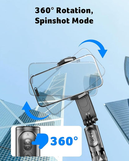 Acer Gadget Gimbal Stabilizer 1Axis for iPhone/Cell Phone/Smartphone/Android with Remote Control&Light, Portable Gimbal Tripod Auto Balance Handheld Selfie Stick for Video Recording, Live Streaming