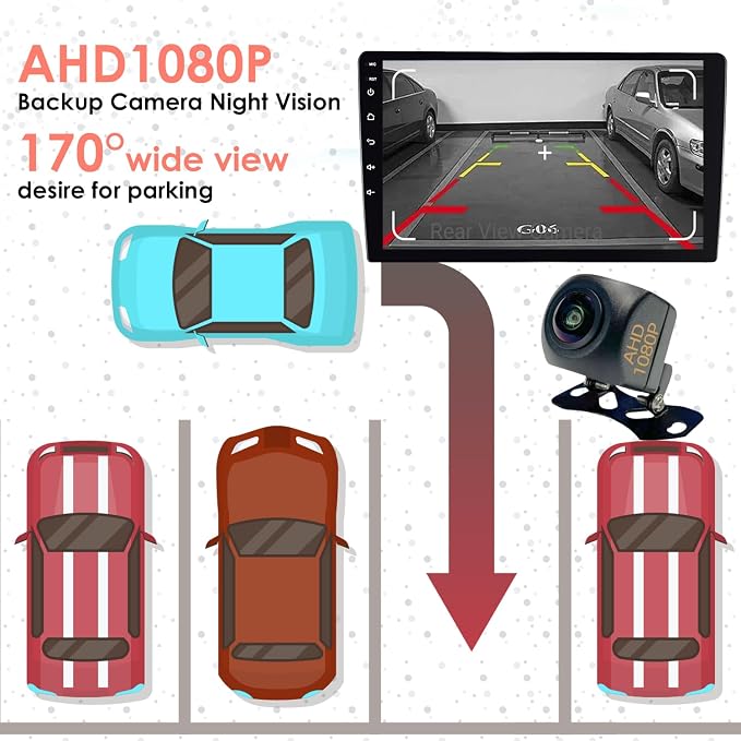 10" Double Din Car Stereo Wireless CarPlay Android Auto, 64GB HD Touch Screen Car Radio, Bluetooth 5.4, Backup Camera, GPS, Universal Fit for All Cars