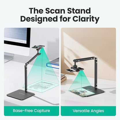 Ergonomic Phone iPad Stand for Desk - Ultra Sturdy Base, Adjustable & Foldable Mobile Holder with 2 Extendable Clamps, Work from Home Essentials Compatible with iPhone/iPad (1 Pack)