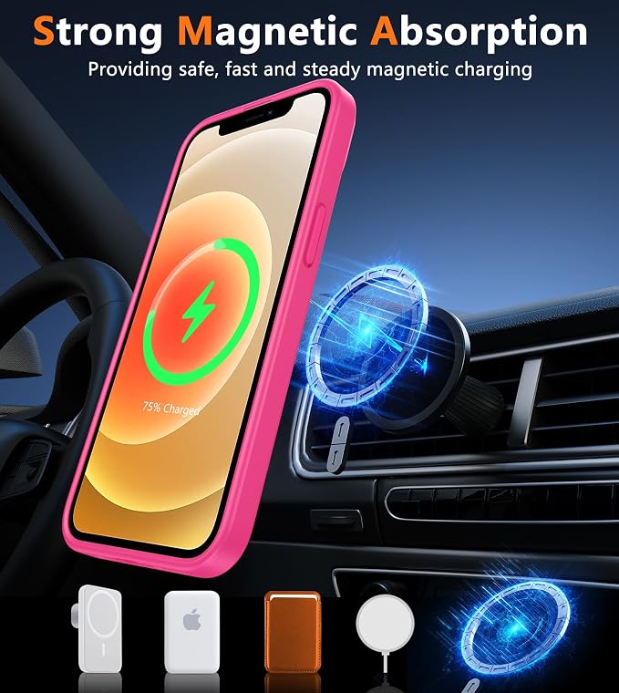 FNTCASE for iPhone 12 Phone Case: for iPhone 12 Pro Magnetic Matte Textured Military Grade Drop Protection Translucent Cell Cover - Slim Durable Shockproof Protective Bumper