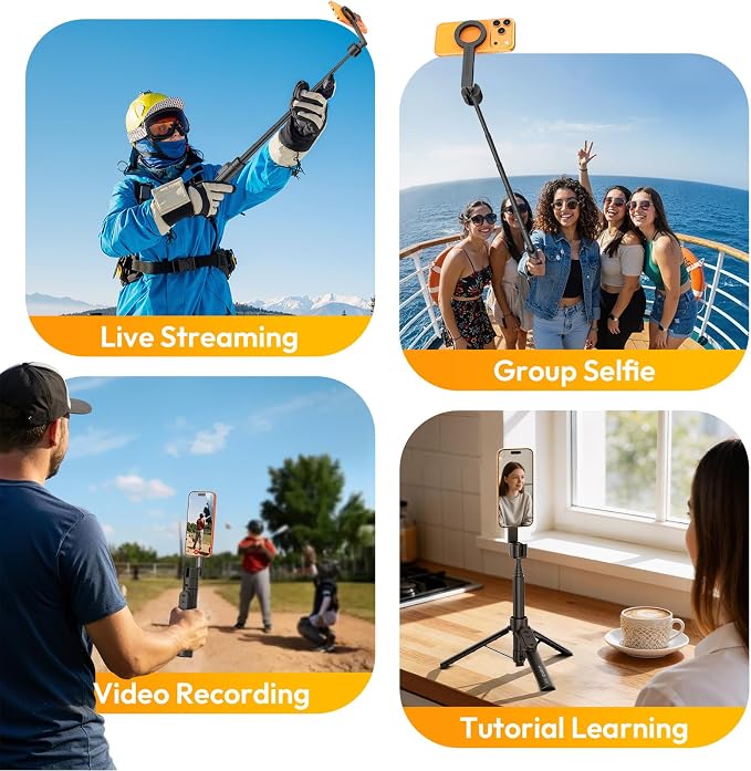 ULANZI Phone Tripod,SK26 44.5'' Magnetic Selfie Stick for Magsafe w Remote, Portable Tripod for iPhone 17 Pro Extendable Cell Phone Stand Lightweight for Vlog Travel Recording Streaming Selfies