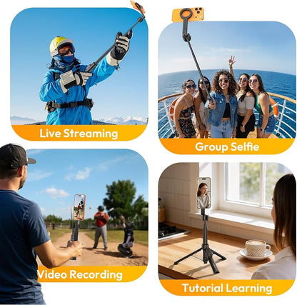 ULANZI Phone Tripod,SK26 44.5'' Magnetic Selfie Stick for Magsafe w Remote, Portable Tripod for iPhone 17 Pro Extendable Cell Phone Stand Lightweight for Vlog Travel Recording Streaming Selfies