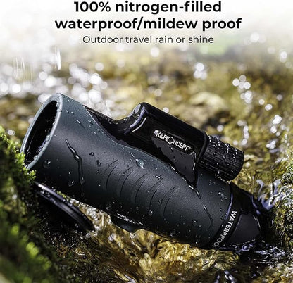 K&F Concept HD 12X42 Monocular Telescope for Smartphone, High Power Monoculars for Adults, BAK4 Prism IP68 Waterproof Compact Monocular Scope for Bird Watching Hunting with Hand Strap