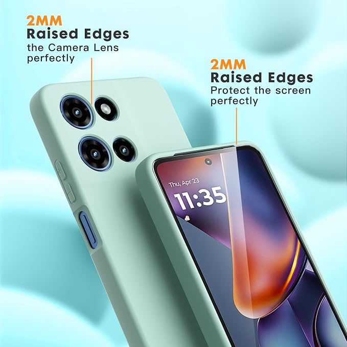 for Motorola Moto G 2025 Case, 2 Pack Tempered Glass Screen Protectors, Soft TPU Liquid Silicone Shockproof Gel Case-Mint