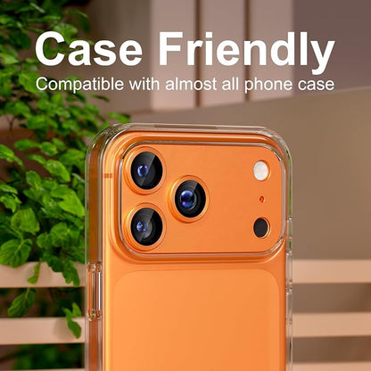 beuxece Compatible for iPhone 17 Pro Camera Lens Protector, Matte Metal Tempered Glass Rear Camera Screen Cover Accessories [Military Grade Shatterproof] [Strong Adsorption] - Orange