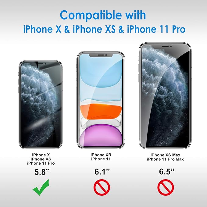 JETech Screen Protector for iPhone 11 Pro/Xs/X, 2-Pack | HD Clear, Face ID Compatible, Anti-Scratch Glass