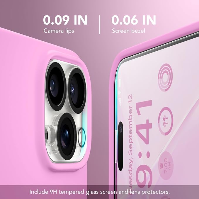 GONEZ for iPhone 15 Pro Max Case Silicone, Compatible with Magsafe, Camera Protector + Screen Protector, Soft Anti-Scratch Microfiber Lining, Liquid Silicone Shockproof Phone Cover, Cherry Blossom
