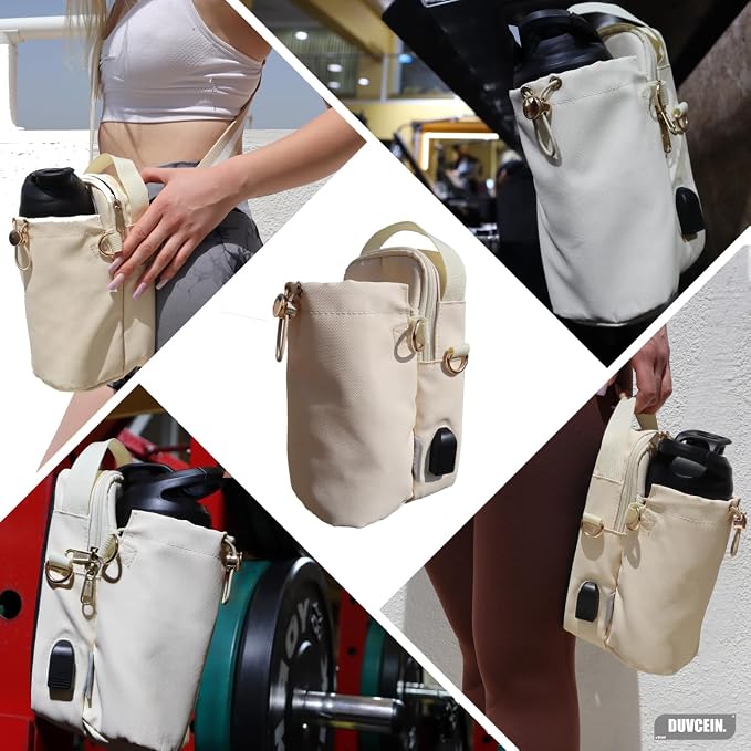 Magnetic Gym Sling Bag for Men & Women | Waterproof Travel Bag with Bottle Holder, USB Port, Adjustable Strap & Phone Pocket (MAX 50oz / 1.5L Bottle)