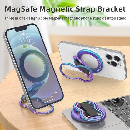 RESPECTED-BRO-Magnetic-Phone-Grip-Stand-with-Finger-Strap, 4-in-1 Magnetic Ring Holder, Kickstand and Elastic Strap for Phones, Universal Fit for iPhone 17/16/15/14/13/12, Android and Cases (Colorful)