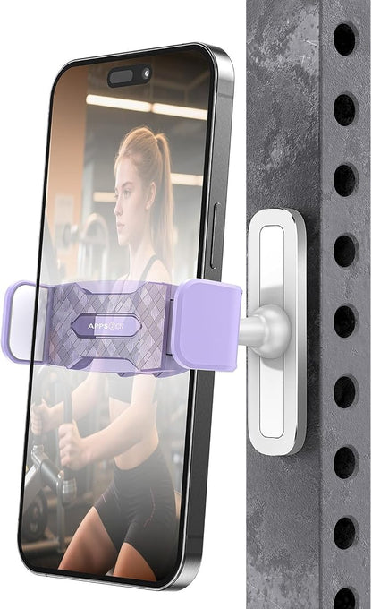 APPS2Car Gym Magnetic Phone Holder, 360 Adjustable, Compatible with 4.7-6.5" Smartphones, Alloy Base and Joint, Gym Accessories for Women, Purple