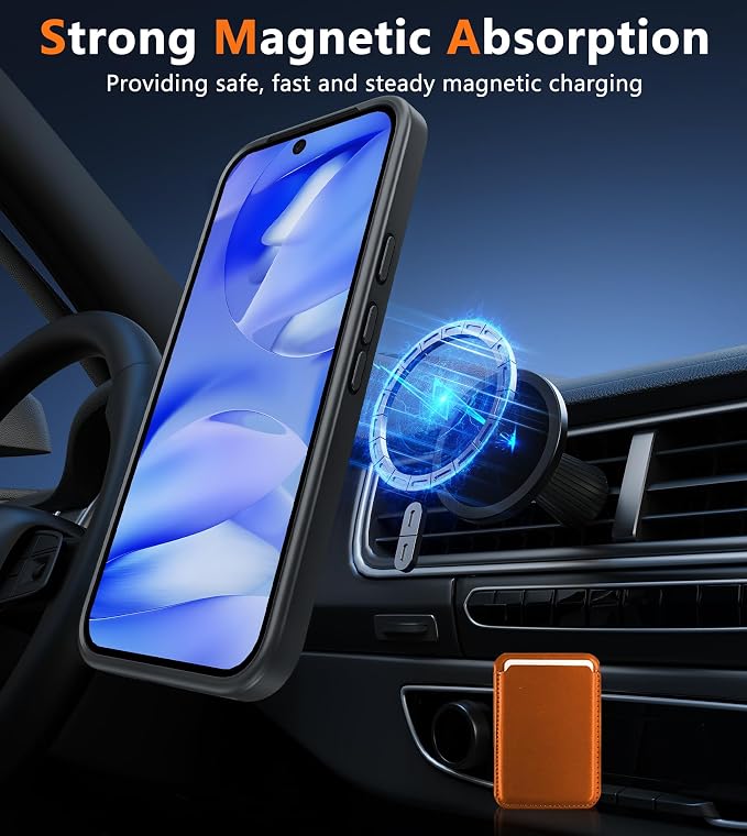 FNTCASE for Google Pixel 9a Case: [Compatible with Magsafe] Translucent Matte Magnetic Phone Cover - Military Grade Drop Protection - Shockproof Protective Cases for Pixel 9A (Black)