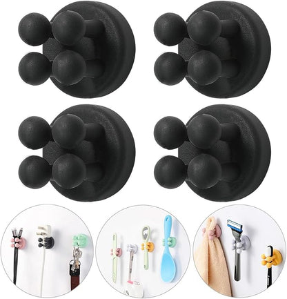 iBetterLife Razor Holder for Shower Hooks – 4Pcs Self Adhesive Wall Mounted Single Hook for Hanging Toothbrush, Functional Waterproof Utility Plug Holder for Bathroom Kitchen Living Room Office