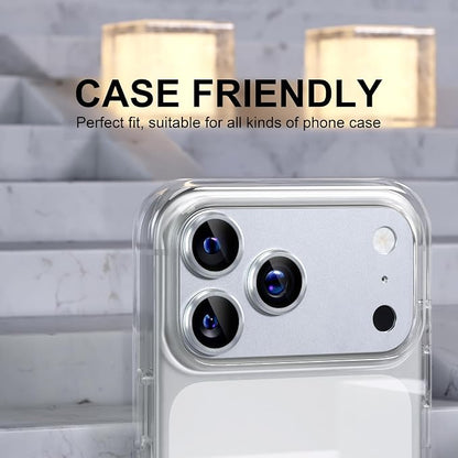 Choiche Compatible for iPhone 17 Pro Camera Lens Protector, Strong Adsorption Camera Cover with 9H Tempered Glass Lens Screen Protector Metal Ring Decoration Accessories 6.3-inch (Silver)